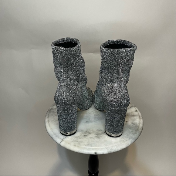 Michael Kors Mandy Sock Boot, stretch-knit MK glitter chunky heel boots - Picture 2 of 6